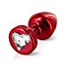 Aluminium Analplug Anni mit Swarovski Kristall mit 25mm Durchmesser (Rot - Herzform)
